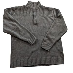 Columbia Sweater Mens Medium XCO Quarter Snap Gray Wool Blend Pullover Mock Neck